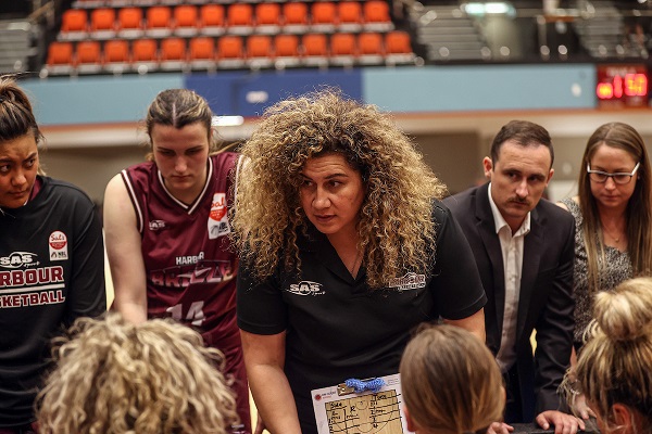 Jody Cameron coaching her basketball team